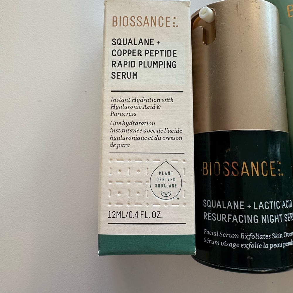 Biossance Skincare Copper plumping serum, lactic acid serum, and Body Scrub - Picture 2 of 6